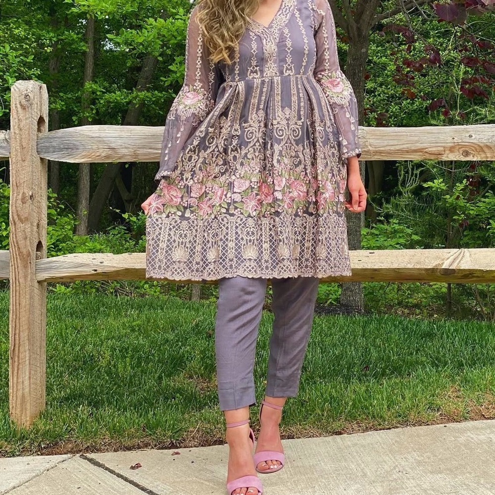 Pakistani lilac designer outfit
